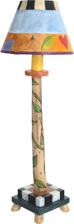 Log Candlestick Lamp –  Whimsical floating icon and vine lamp motif