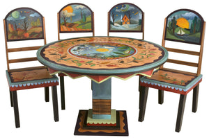 Sticks handmade dining table with four seasons design and matching chairs