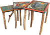 Nesting Table Set –  Lovely nesting table set with birch legs and four seasons motif throughout