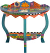 Small Half Round Table –  "Thank Your Lucky Stars" half round table with sun, moon and shells motif