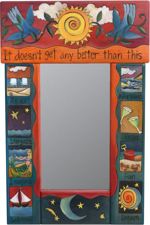 Small Mirror –  "It Doesn't get any Better than This" mirror with bluebirds and sun motif