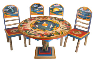 Sticks handmade dining table with lovely tropical theme, log base and matching chairs