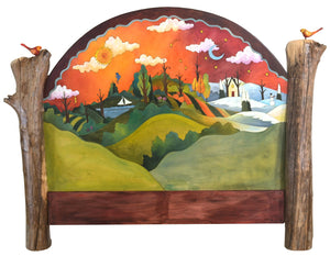 Queen Headboard –  Changing Seasons queen headboard with landscape of the changing seasons motif
