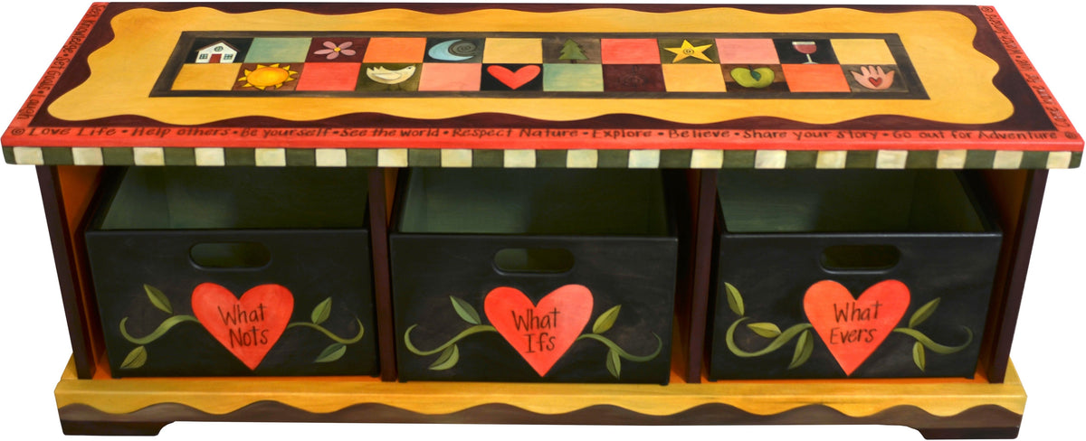 Wooden Storage Bench | Sticks Handmade