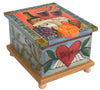 Recipe Box – Beautiful wine and cheese motif recipe box with a cute orange slide handle