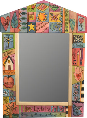 Medium Mirror –  "Live Life to the Fullest" mirror with quilt inspired motif