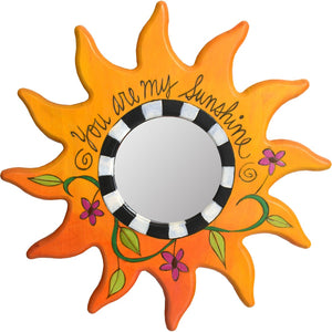 Sun Shaped Mirror –  "You are my Sunshine" sun-shaped mirror with floral motif