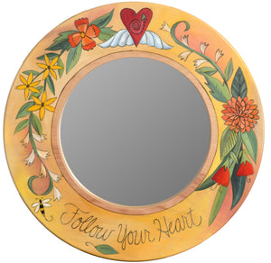 Small Circle Mirror –  Beautiful floral mirror inspires you to "follow your heart"