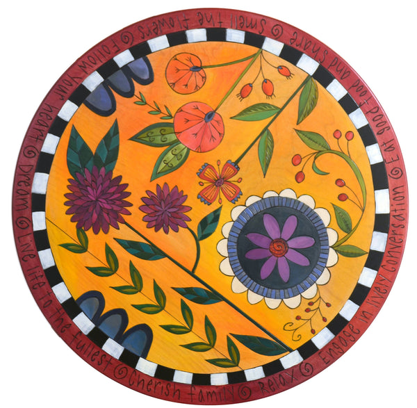 Sticks Handmade 24"D lazy susan with contemporary floral design