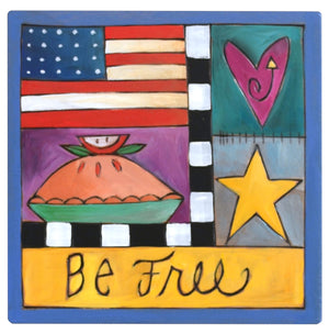 "Be free" Americana themed crazy quilt motif