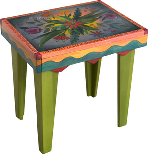 Rectangular End Table –  Lovely colorful end table with floral motif