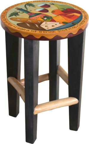 Round Stool –  Handsome stool with banquet themes and festive imagery
