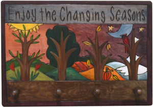 Horizontal Key Ring Plaque –  "Enjoy the Changing Seasons" key ring plaque with rolling four seasons landscape