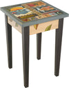 Small Square End Table –  Lovely end table with beach theme and colorful block icons