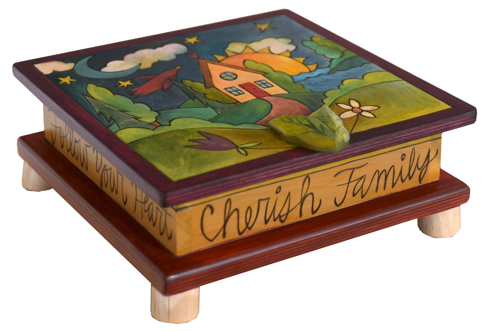 Keepsake Box – Lovely landscape with home in front of a lake design and 