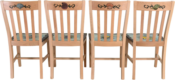 Pops Chair Set –  "Laugh/Love/Dream/Live" chair set with floral motif on pale blue background