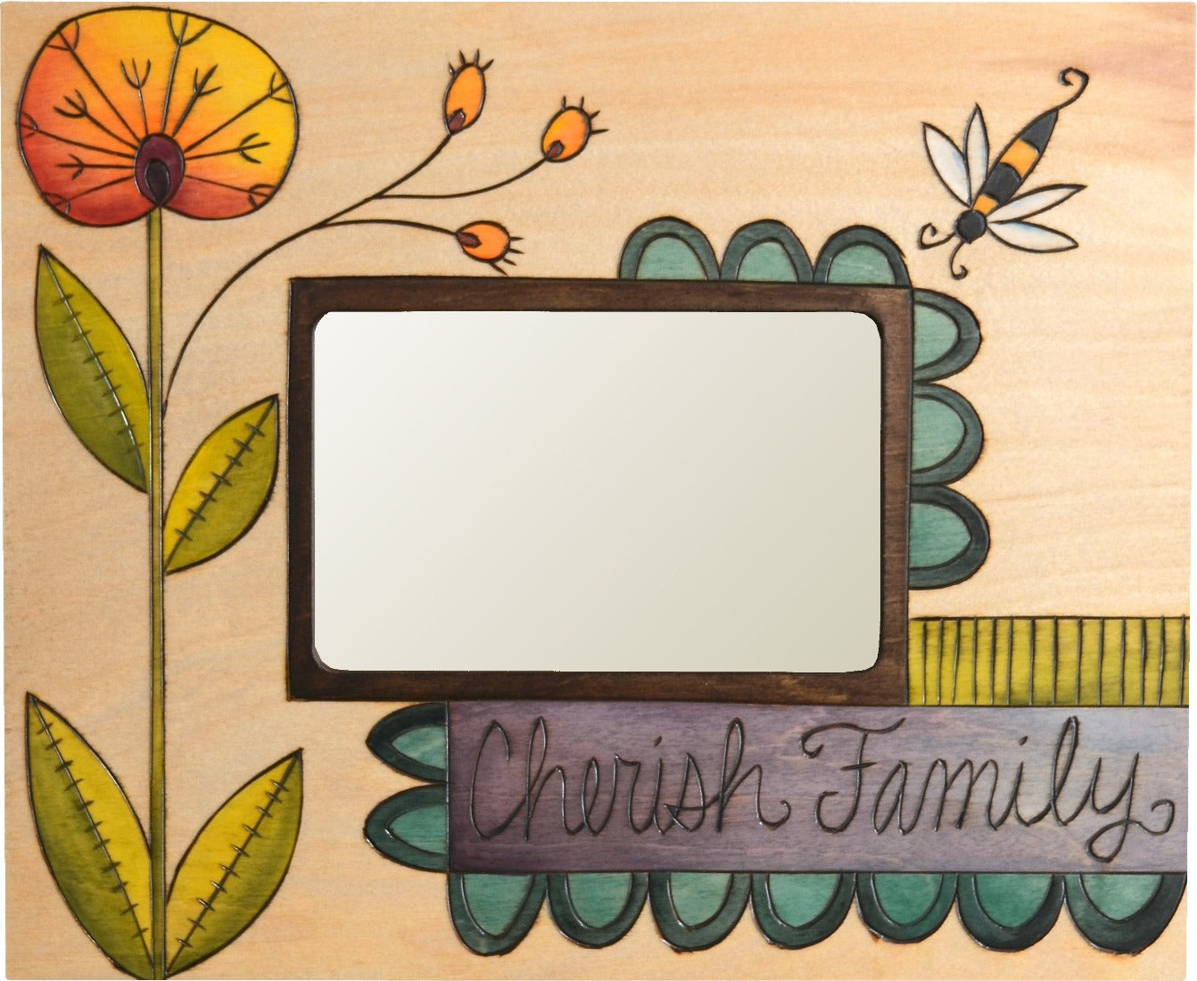 Sticks handmade picture frame with contemporary floral design