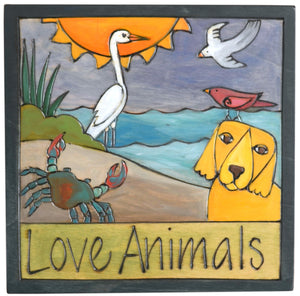 7"x7" Plaque –  A coastal themed "love animals" plaque