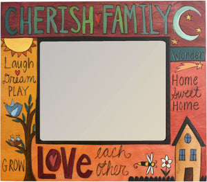 8"x10" Frame –  "Cherish Family" and "Love" picture frame in rosy gold and magenta hues