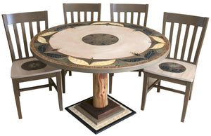 Sticks handmade dining table with elegant floral design and matching chairs