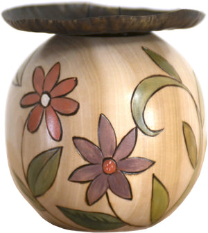 Ball Candle Holder –  Neutral color palette candle holder with floral motifs