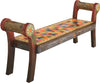 Rolled Arm Bench –  "Tell your Story" rolled arm bench with colorful checkered square motif