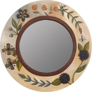 Small Circle Mirror –  Elegant and neutral round mirror with lovely floral motifs