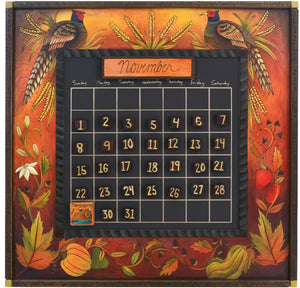 Large Perpetual Calendar –  "The Secret to Life is Enjoying the Passage of Time" perpetual calendar with fall harvest-themed motif