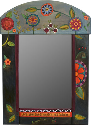 Medium Mirror –  Mirror with dark blue background and floral motif