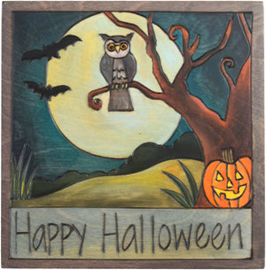 7"x7" Plaque –  Spooky "Happy Halloween" plaque motif