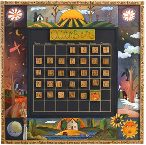 Large Perpetual Calendar –  Rich and playful calendar with four seasons landscapes and floral motifs