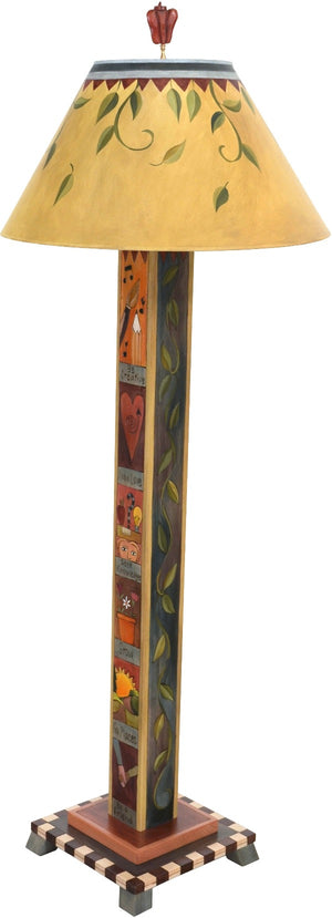 Box Floor Lamp –  Elegant and neutral color palette floor lamp with block icons and vine motifs