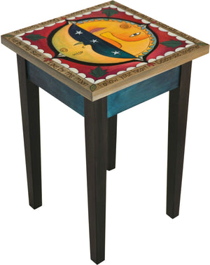 Small Square End Table –  Lovely square end table with sun and moon motif