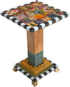 Martini End Table –  Eclectic folk art table with colorful block icons and patterns