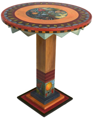 Bar Height Table –  "Go Out for Adventure/Come Home for Love" bar height table with home and heart motif