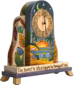 Mantel Clock –  Folk art mantel clock with coastal themes