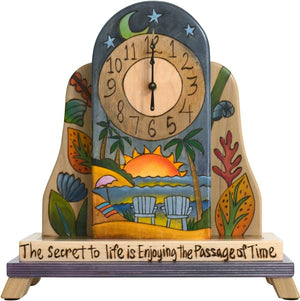 Mantel Clock –  Folk art mantel clock with coastal themes