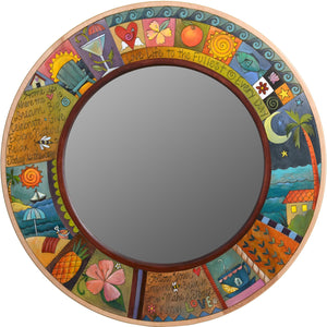 Large Circle Mirror –  Large round mirror with coastal landscapes and vibrant hues