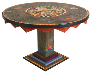 Sticks handmade dining table with folk art tropical theme