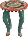 Round End Table –  Lovely end table with richly painted hues and floral motifs