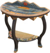 Small Half Round Table –  "Count not the Months but the Moments" half round table with sun setting over the water with a sailboat motif