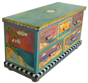 Medium Dresser –  "Follow your Heart" dresser with sunny beach themed motif