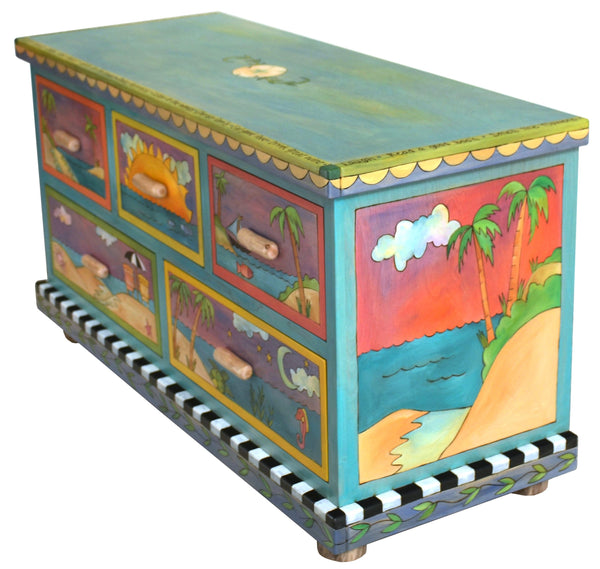 Medium Dresser –  "Follow your Heart" dresser with sunny beach themed motif