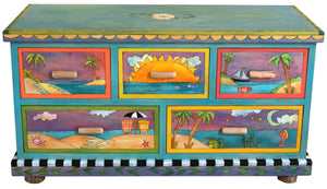 Medium Dresser –  "Follow your Heart" dresser with sunny beach themed motif
