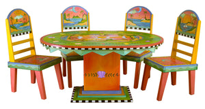 Oval Dining Table –  "Follow your Heart" dining table with sunny island day motif