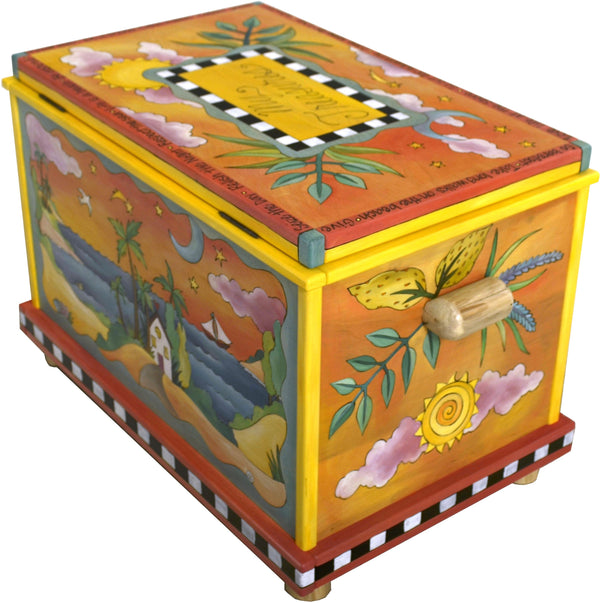 Chest –  "My Treasures" chest with beach and lake motif