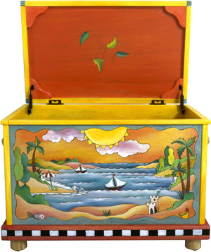 Chest –  "My Treasures" chest with beach and lake motif
