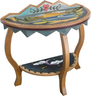 Small Half Round Table –  Beautiful half round table with coastal themes
