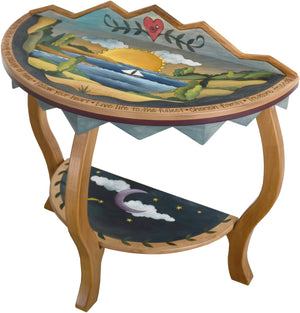 Small Half Round Table –  Beautiful half round table with coastal themes