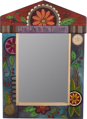 Medium Mirror –  "Live Life to the Fullest" mirror with contemporary floral motif
